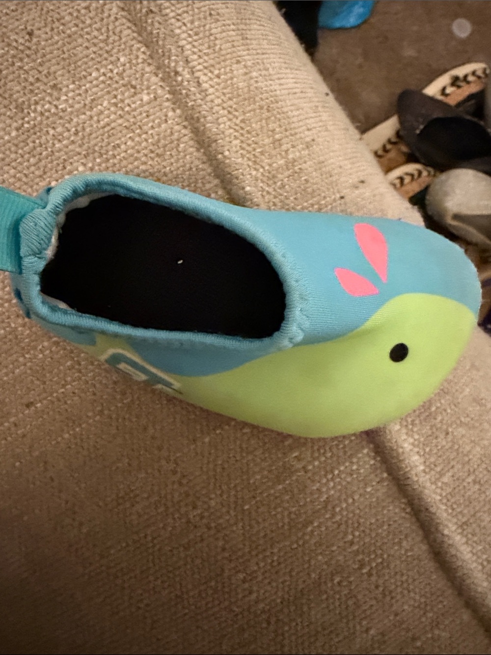 Kids Blue and Lime Bird Slip-On Shoe